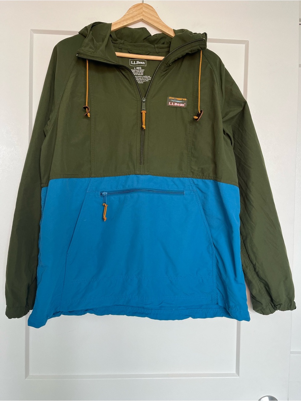Vintage LL Bean Colorblock Pullover Windbreaker Jacket Hooded Anorak Women’s L